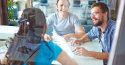 Team meeting smiling